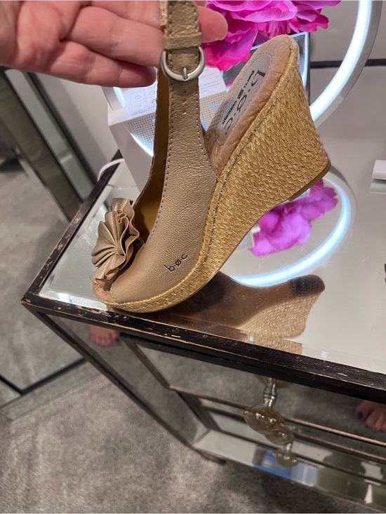 b.o.c. Shoes - b.o.c. Beige Wedge Espadrille Slingback with Front Rosette
